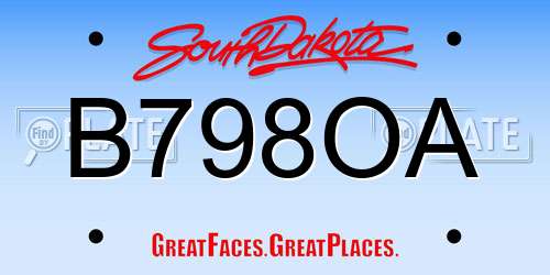 B798OA South Dakota License Plate