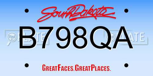 B798QA South Dakota License Plate