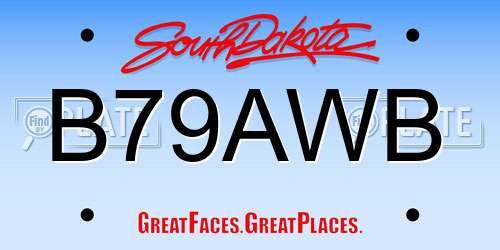 B79AWB South Dakota License Plate
