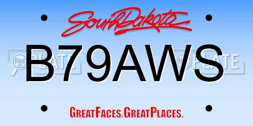 B79AWS South Dakota License Plate
