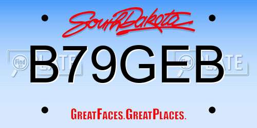 B79GEB South Dakota License Plate