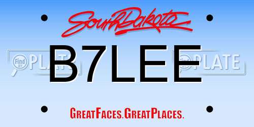 B7LEE South Dakota License Plate