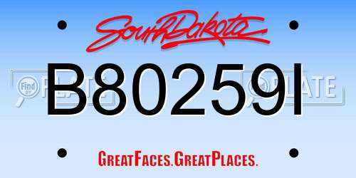 B80259I South Dakota License Plate