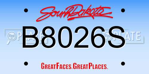 B8026S South Dakota License Plate
