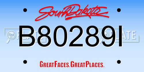 B80289I South Dakota License Plate