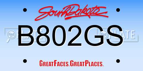 B802GS South Dakota License Plate