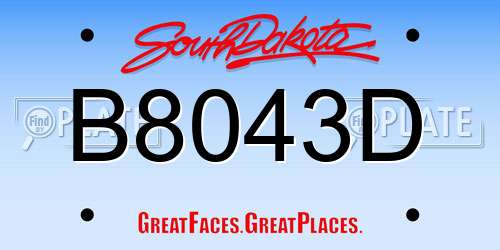 B8043D South Dakota License Plate