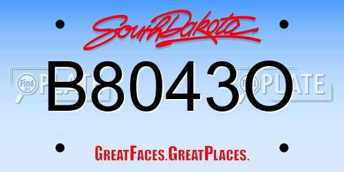 B8043O South Dakota License Plate