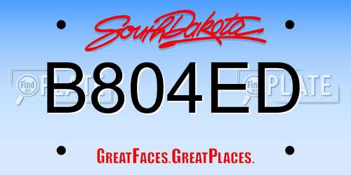 B804ED South Dakota License Plate