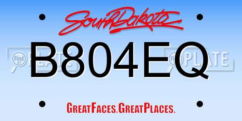 B804EQ South Dakota License Plate