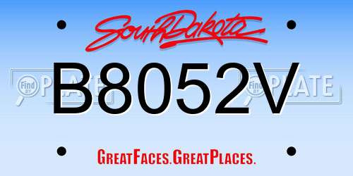 B8052V South Dakota License Plate