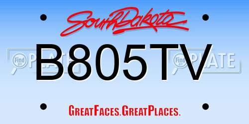 B805TV South Dakota License Plate