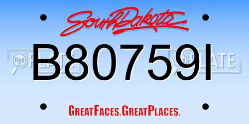 B80759I South Dakota License Plate