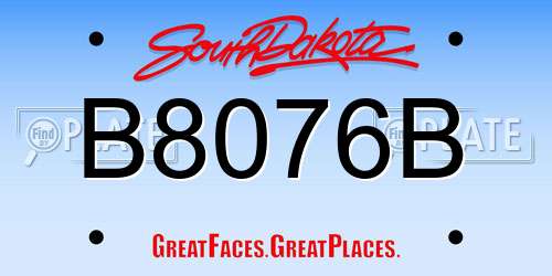 B8076B South Dakota License Plate