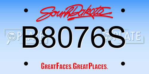 B8076S South Dakota License Plate