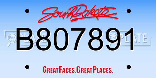 B807891 South Dakota License Plate