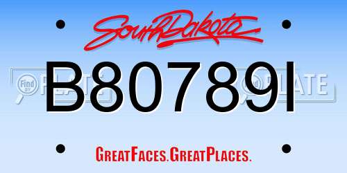 B80789I South Dakota License Plate