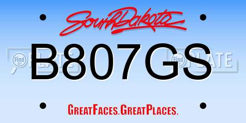 B807GS South Dakota License Plate