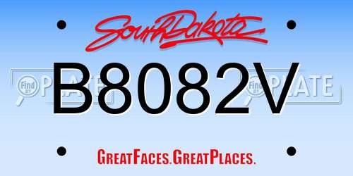 B8082V South Dakota License Plate