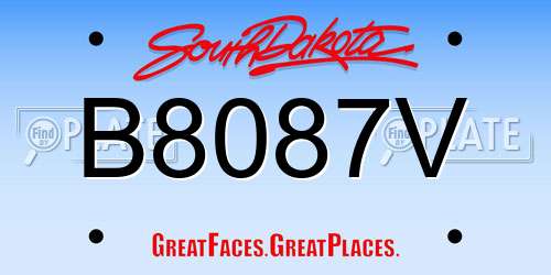 B8087V South Dakota License Plate