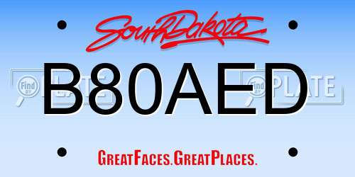 B80AED South Dakota License Plate