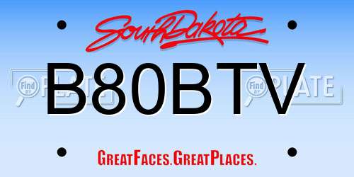 B80BTV South Dakota License Plate