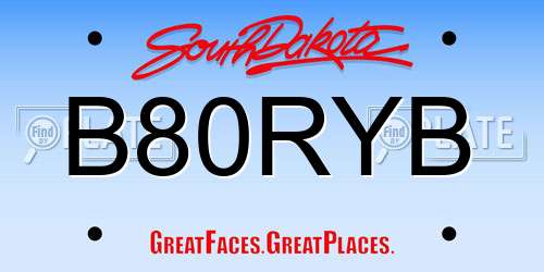 B80RYB South Dakota License Plate