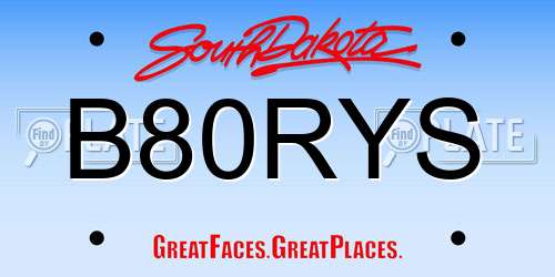 B80RYS South Dakota License Plate