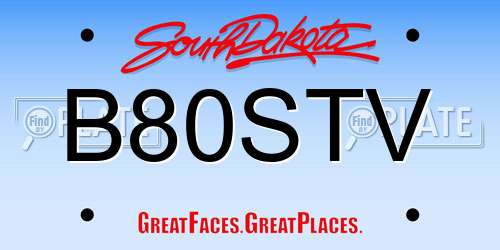 B80STV South Dakota License Plate