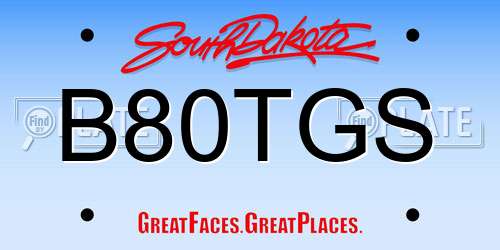 B80TGS South Dakota License Plate