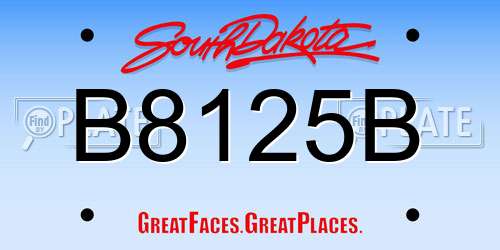 B8125B South Dakota License Plate