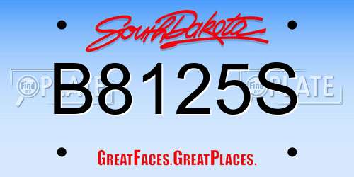 B8125S South Dakota License Plate