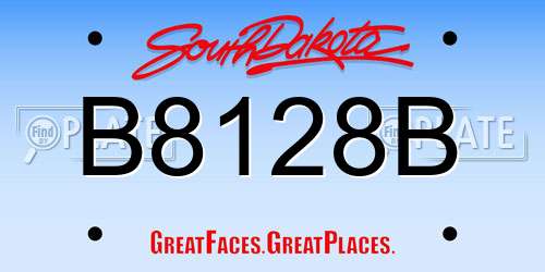 B8128B South Dakota License Plate