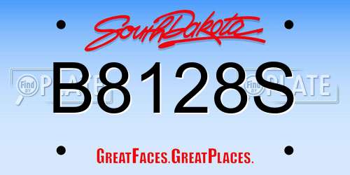B8128S South Dakota License Plate