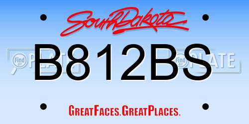 B812BS South Dakota License Plate