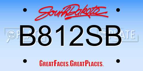 B812SB South Dakota License Plate