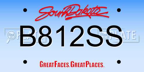 B812SS South Dakota License Plate
