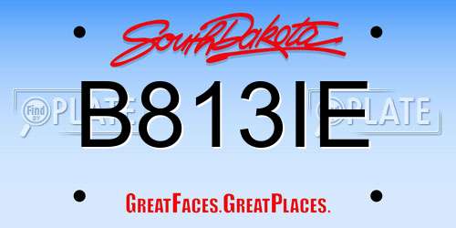 B813IE South Dakota License Plate
