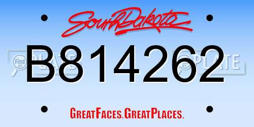 B814262 South Dakota License Plate
