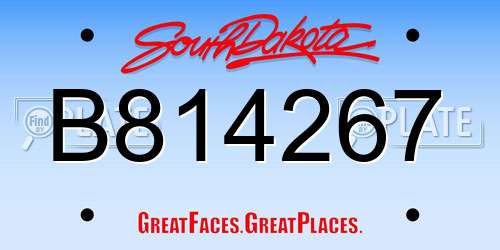 B814267 South Dakota License Plate