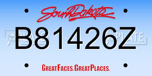 B81426Z South Dakota License Plate