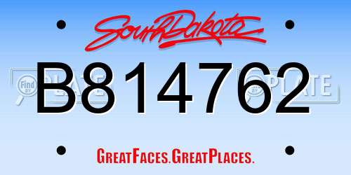 B814762 South Dakota License Plate