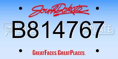 B814767 South Dakota License Plate