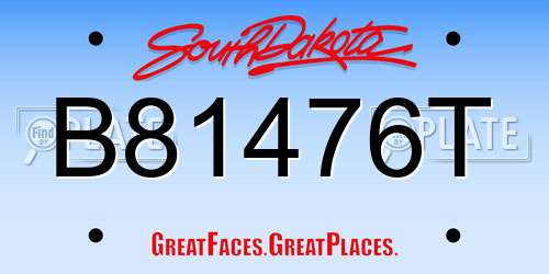 B81476T South Dakota License Plate