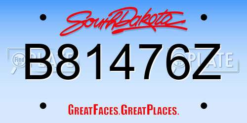 B81476Z South Dakota License Plate