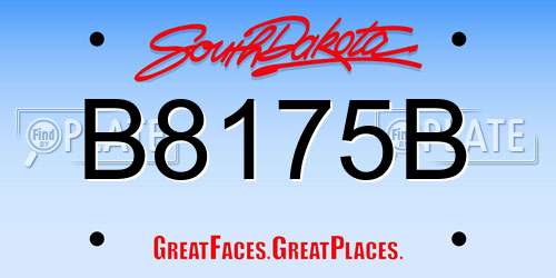B8175B South Dakota License Plate