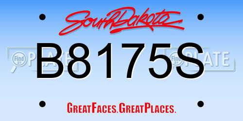 B8175S South Dakota License Plate