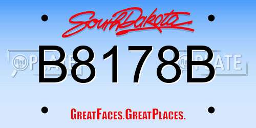 B8178B South Dakota License Plate