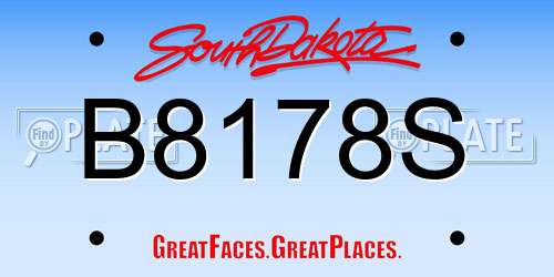 B8178S South Dakota License Plate
