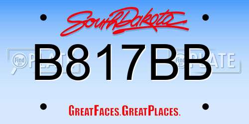 B817BB South Dakota License Plate